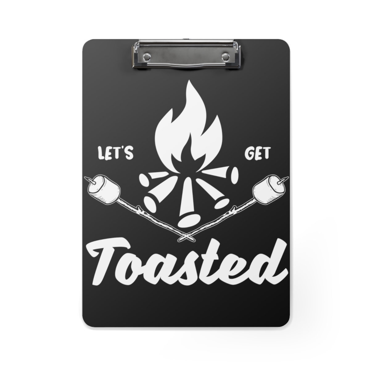 Personalized Campfire Marshmallows Let's Get Toasted Black and White Clipboard - $48.41