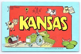 Postcard Greetings From Kansas Large Letter E. C. Kropp - £3.56 GBP