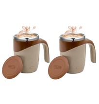 Set of 2 Brown Magnetic Stirring Coffee Mugs USB Charged - $511.89 MXN