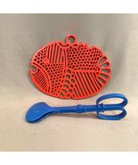Vintage Dansk Kitchen Lot - Red Fish Trivet by Gunnar Cyrén + Blue Melam... - $40.00