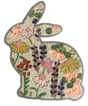 Rachel Zoe Easter Bunny Rabbit Shaped Floral Design Single 15&quot; Placemat ... - £30.78 GBP