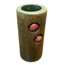 Mid Century Wooden Vase Pencil Holder Lady Bugs MOC Japan - see condition - £19.70 GBP