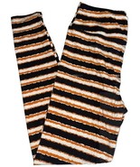 NWT LuLaRoe One Size OS (2-10) Black White Orange Stripes Leggings - $22.76