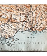 Map Cannes To Monaco Southern France Rare 1914 Lithograph WW1 Topo Mini ... - $69.35 CAD