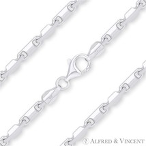 3.5mm Bar Link Heshe Italian Chain Bracelet in Solid .925 Italy Sterling Silver - £44.53 GBP+