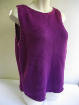 Ann Taylor Knit Mercerized Cotton Sweater Top Vest Womens Size Large Purple - $23.74