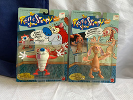 1993 Mattel Ren & Stimpy Show BUMP-A-RIFFIC Stimpy & SLAP-HAPPY Ren In Blisters - $39.55