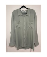 Calvin Klein Jeans Front Button Blouse Soft Grey Green Plus Size 3x Soft... - $31.66