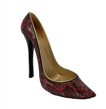 Shoe Wine Bottle Holder Red Black Snakeskin Look Stiletto 8&quot; High Poly R... - $28.70