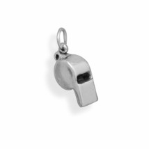 Oxidized 3D Whistle Charm Bracelet Pendant Piece Men Women Jewelry 14K White GP - £32.39 GBP