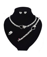 HUGS &amp;KISSES xo set necklace bracelet earrings ring silver Layered gold ... - $41.01 CAD