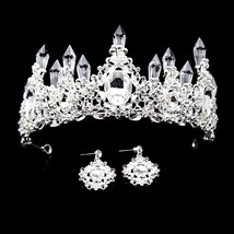 Fashion Beauty Sky Blue Crystal Wedding Crown And Tiara Large Rhinestone Queen P - £19.71 GBP