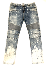 Embellish Mens Sz 40 Blue Moto Biker Jeans Bleach Splatter Stretch 39x33... - £18.99 GBP