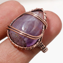 African Amethyst Gemstone Handmade Copper Wire Wrap Ring Jewelry 7.50&quot; SA 472 - £5.17 GBP
