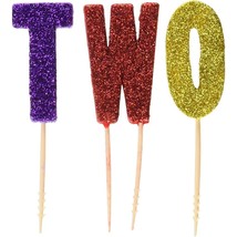 2nd Birthday Letter Glitter Candles Spells TWO Cake Topper Party Decorat... - $73.01 MXN