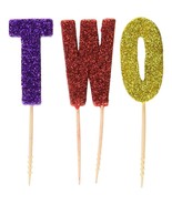 2nd Birthday Letter Glitter Candles Spells TWO Cake Topper Party Decorat... - $5.54 CAD