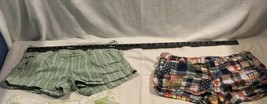 2 QTY Womens American Apparel &amp; Abercrombie &amp; Fitch Striped&amp; Plaid Short... - £21.65 GBP