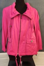 Tribella Rain Jacket Coat 12 Hot Pink 3/4 Sleeve Button Up Christopher &amp;... - £19.53 GBP