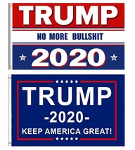 2 Pack 3x5 Trump No More BS and 3x5 Trump Make America Great 2020 Flag Flags - £10.38 GBP