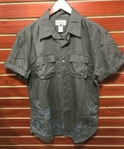Men&#39;s American Rag Linen Blend Button Down Shirt Short Roll Tab Sleeve M... - $14.84