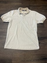 David Taylor Polo Shirt Men&#39;s Medium Short Sleeve Beige Striped Casual G... - $11.71