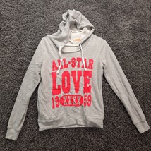Derek Heart Sweater Women Medium Gray Hooded All Star Love Cute Sweatshirt - $4.50