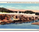 Falls at Big Horn Hot Springs Thermopolis Wyoming WY UNP Linen Postcard S15 - $5.89