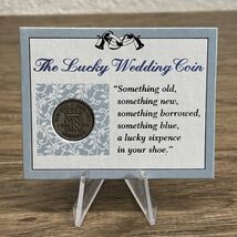 Vintage The Lucky Wedding Sixpence Coin KG JD - $14.84