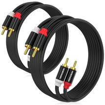 Short RCA Stereo Audio Cable 2 Pack, HOSONGIN 2 RCA Male to 2 RCA Male, ... - £15.34 GBP