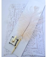 Vintage Hortense B. Hewitt Elegant Ostrich Feather Plume Pen w Velvet Ho... - €15,68 EUR