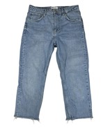 Zara Womens Cropped Jeans Frayed Hem Blue Wash Straight Leg High Rise US... - $40.30 CAD