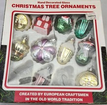 VTG 10 Romanian Old World Hand Decorated Christmas Tree Glass Frosted Ornaments - £18.69 GBP