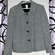J. Jill Button up Lined Blazer Jacket Womens Size 18 Black White Tweed Casual - £17.70 GBP