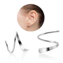 Spiral Hoop Twist Double Earrings, Spiral Earrings for Women Sterling Silver Han - £14.45 GBP