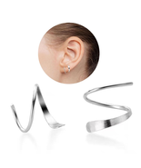 Spiral Hoop Twist Double Earrings, Spiral Earrings for Women Sterling Si... - £14.21 GBP