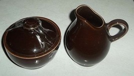 1990&#39;s Vintage Sugar Bowl &amp; Lid  and Creamer Cocoa Collectible Stoneware... - £51.59 GBP