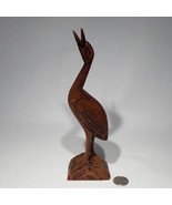 Hand Carved Wooden Crane Egret Heron Shore Bird 9.5&quot; Statue Sculpture Fi... - £23.14 GBP