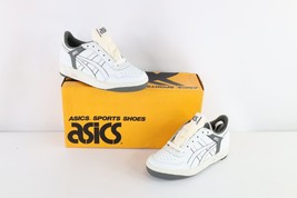 NOS Vintage 90s Asics Boys 5 Spell Out Outrage Sneakers Shoes White Charcoal - £63.19 GBP