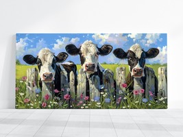 Cow Painting, Farm Animals Art, Country Barn Flowers Art, Rustic Farmhou... - £17.34 GBP+