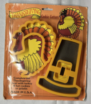 Vintage Thanksgiving Cookie Cutters by Ensar Jumbo Pilgrim Turkey Made in USA - £5.99 GBP