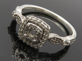925 Sterling Silver - Genuine Diamonds Square Thin Band Ring Sz 7 - RG12485 - £45.48 GBP