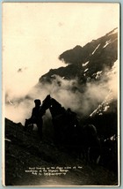 RPPC Mountain Climbing Pack Horse Olympic Range WA Richardson Photo Postcard J1 - £31.39 GBP