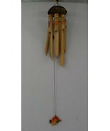 31.5&quot; PAINTED BAMBOO CHIMES COCONUT HALF TOP HANGING ORANGE FISH CALMING... - £15.97 GBP