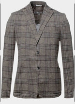 Circolo 1901  Men&#39;s Beige Plaids Soft Cotton  Blazer Jacket Sz US 46 EU 56 - $185.79