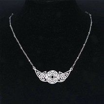 Womens Celtic Circle Knot Necklace Silver Stainless Steel Norse Knotwork - £11.77 GBP