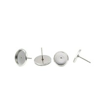 20 Stainless Steel Post Stud Earring Wire Fits 8mm Cabochon Settings Cups Beads - £4.73 GBP