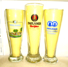 3 Paulaner Bräu Munich Weizen German Beer Glasses - £16.03 GBP