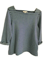 Coldwater Creek Blue Stripe Top M Armpit To Armpit 18 In Comfy Cotton Pullover - £11.80 GBP