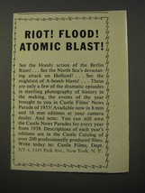 1953 Castle Films Advertisement - Riot! Flood! Atomic blast! - £14.87 GBP