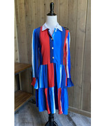 Closet London Dress US 8 Multi Gathered Skirt and Collar Red Blue NWT $88 - £31.46 GBP